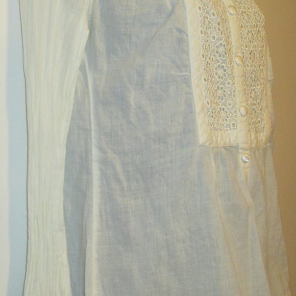 OLD NAVY Split button down Textured Vintage look Blouse Long Sleeve Cotton SZ S - Picture 3 of 12